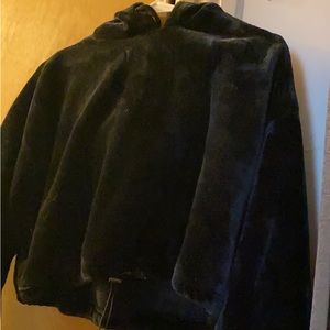 Black fuzzy hooded shirt,Size small